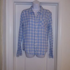 Paige Blue And White Plaid Button Down Shirt